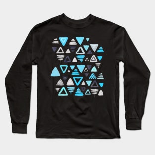 Summer Turquoise Triangles on Grey Long Sleeve T-Shirt